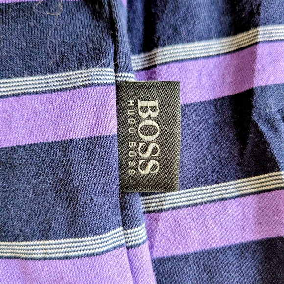 Hugo Boss Purple & Black Striped Polo Shirt – Size M #66 - Picture 6 of 7
